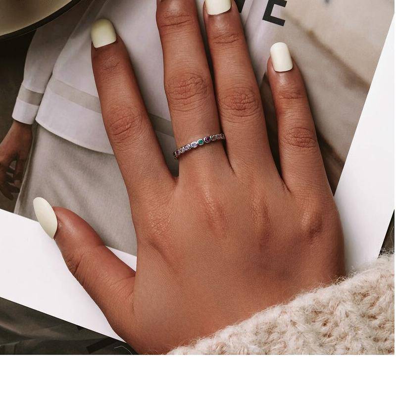 925 Sterling Silver Multicolor Zircon Finger Ring for Women Trendy Fashion Dazzling CZ Stone Anillos Jewelry Gift