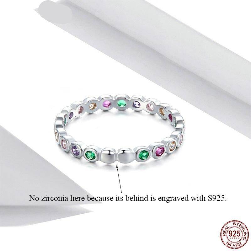 925 Sterling Silver Multicolor Zircon Finger Ring for Women Trendy Fashion Dazzling CZ Stone Anillos Jewelry Gift
